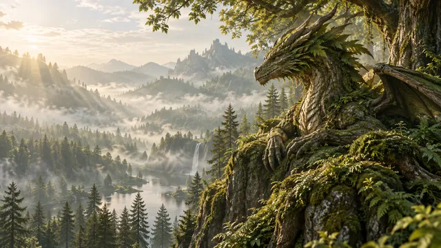 4K wallpaper of A 16:9 widescreen desktop wallpaper of a photorealistic fantasy continuous landscape.