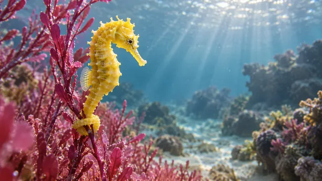 4K 16:9 widescreen desktop wallpaper featuring a sweet fish photo that makes you smile, a photoreal cute pet photo in a quiet still underwater environment, showcasing a bright yellow…