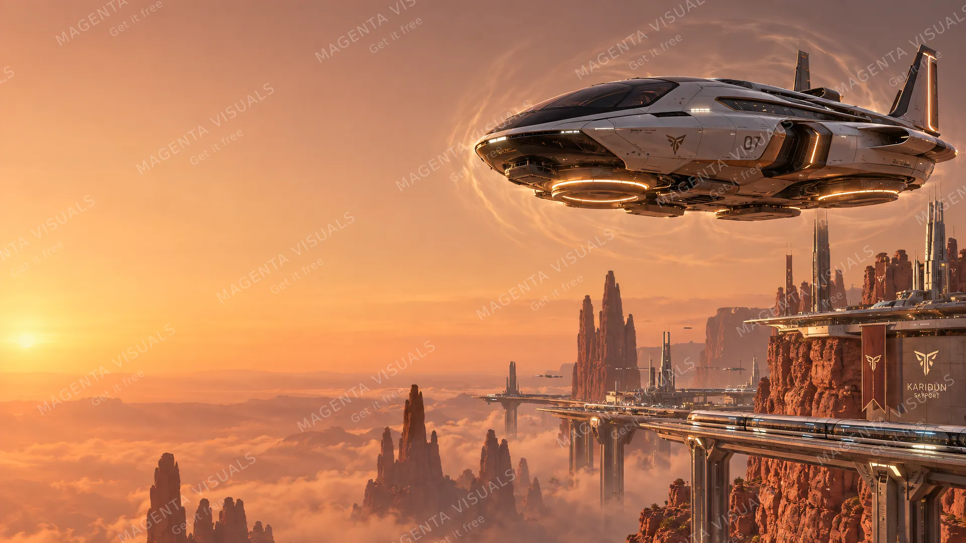 4K wallpaper of Concept-art photoreal sci-fi sky desktop wallpaper, 16:9 widescreen.