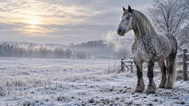 4K 16:9 widescreen desktop wallpaper of a quiet still winter morning, intentionally composed to be empty left.