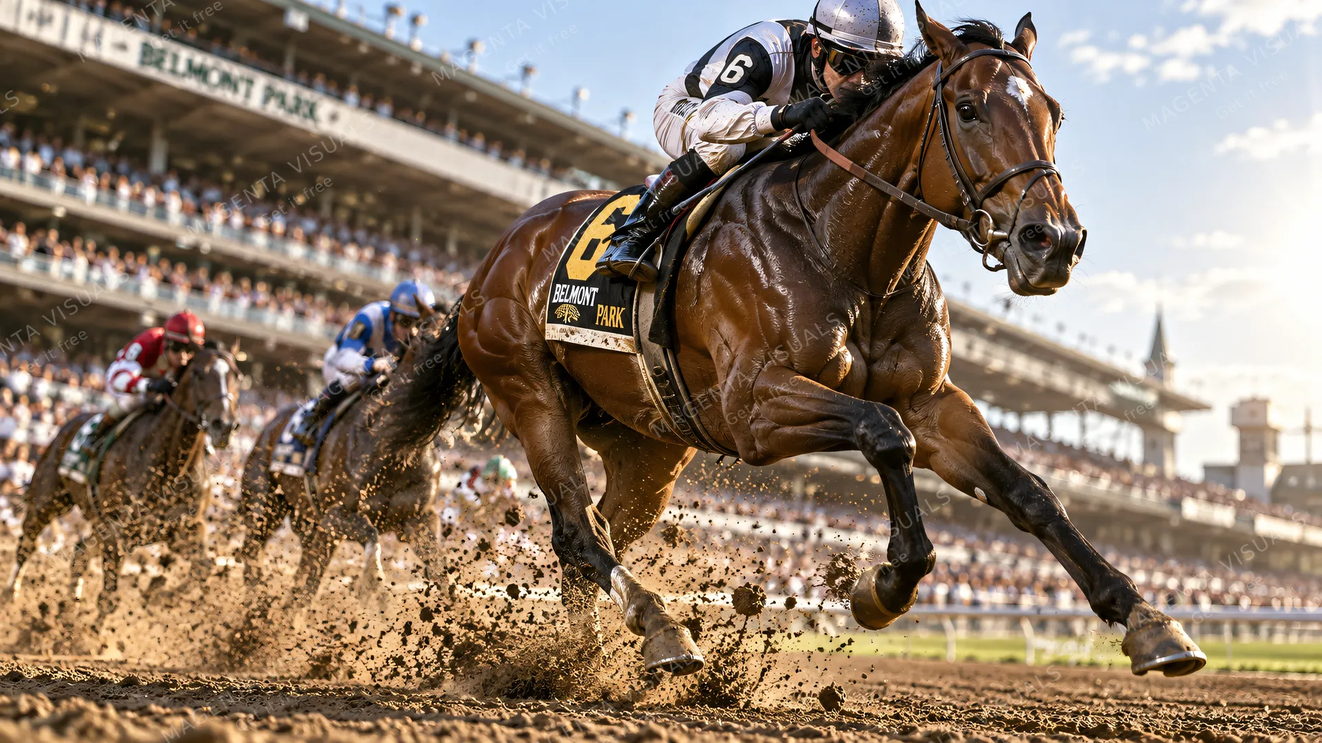 4K 16:9 widescreen desktop wallpaper of a Thoroughbred horse in action, captured in a stunning photoreal photograph.