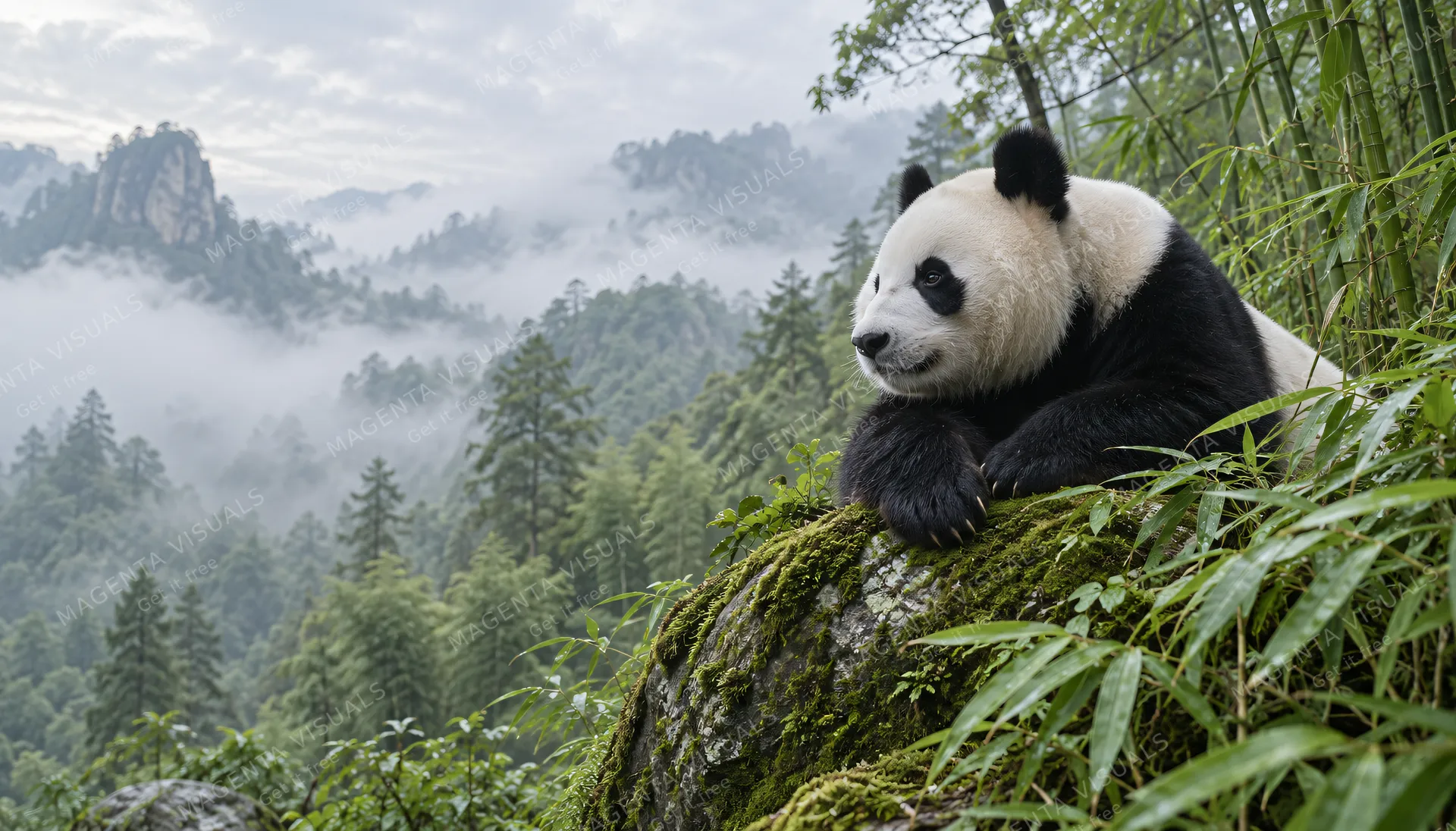 4K wallpaper of Classic 16:9 widescreen desktop wallpaper, photoreal wildlife photography of Meng Meng the giant panda.