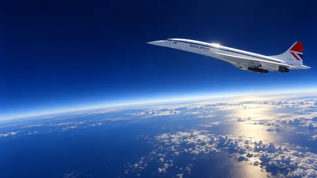 4K wallpaper of 1970s Mach 2 cruise at 60,000 feet showing the slight curvature of the Earth beneath a dark cobalt stratospheric sky, 16:9 widescreen Windows desktop wallpaper.