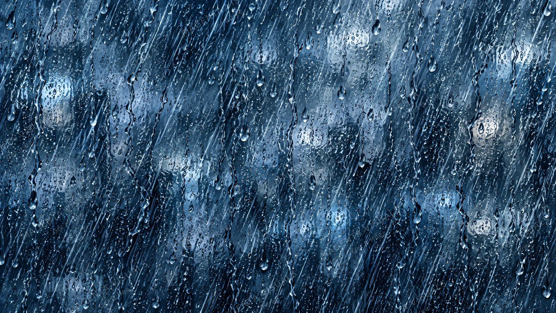 4K 16:9 widescreen desktop wallpaper featuring a full-bleed pattern of intense rain streaks against wet glass.
