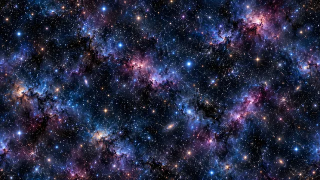 4K 16:9 widescreen desktop wallpaper of an all-over starfield texture, a full-bleed pattern filling the entire frame with a dense and repeating array of brilliant, glowing stars, sub…