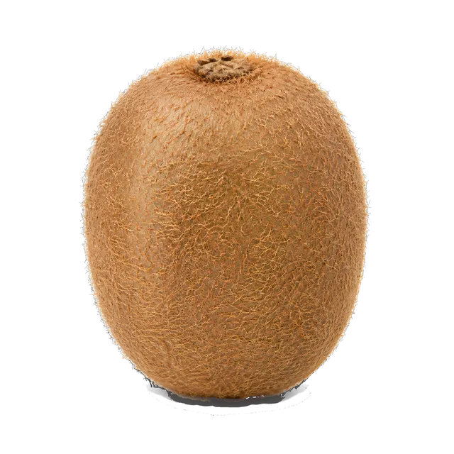 4K transparent cutout of product photography of a single whole kiwi with fuzzy brown skin, isolated object, entire subject visible, centered in frame, pure white background, seamless white backdrop, high…