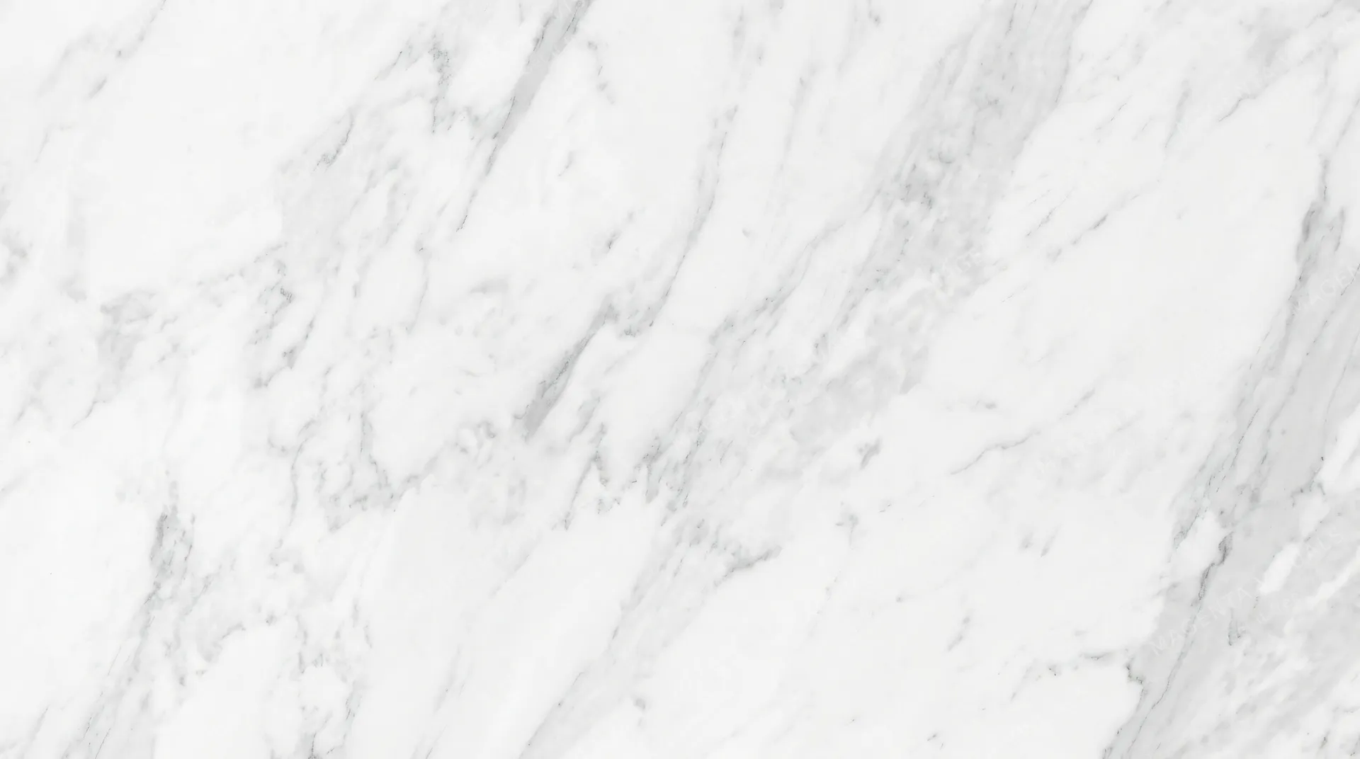 4K 16:9 widescreen background, desktop wallpaper or UI backdrop, full-bleed polished Carrara marble pattern, soft grey veins across white stone, elegant seamless texture, even studio…