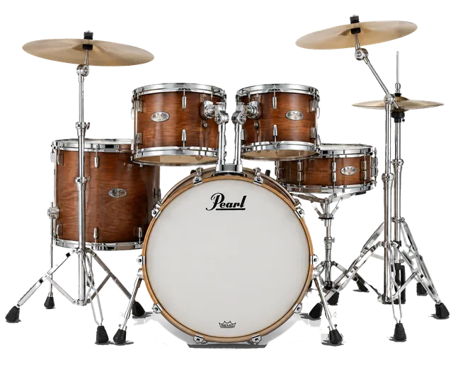 4K transparent cutout of product photography of a single professional 5-piece acoustic drum kit, isolated object, entire subject visible, centered in frame, pure white background, seamless white backdrop,…