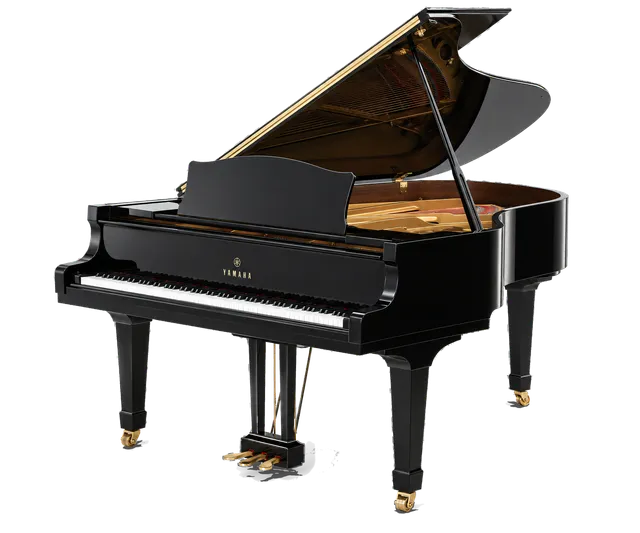 4K transparent cutout of product photography of a single classic black grand piano, isolated object, entire subject visible, centered in frame, pure white background, seamless white backdrop, high key stu…