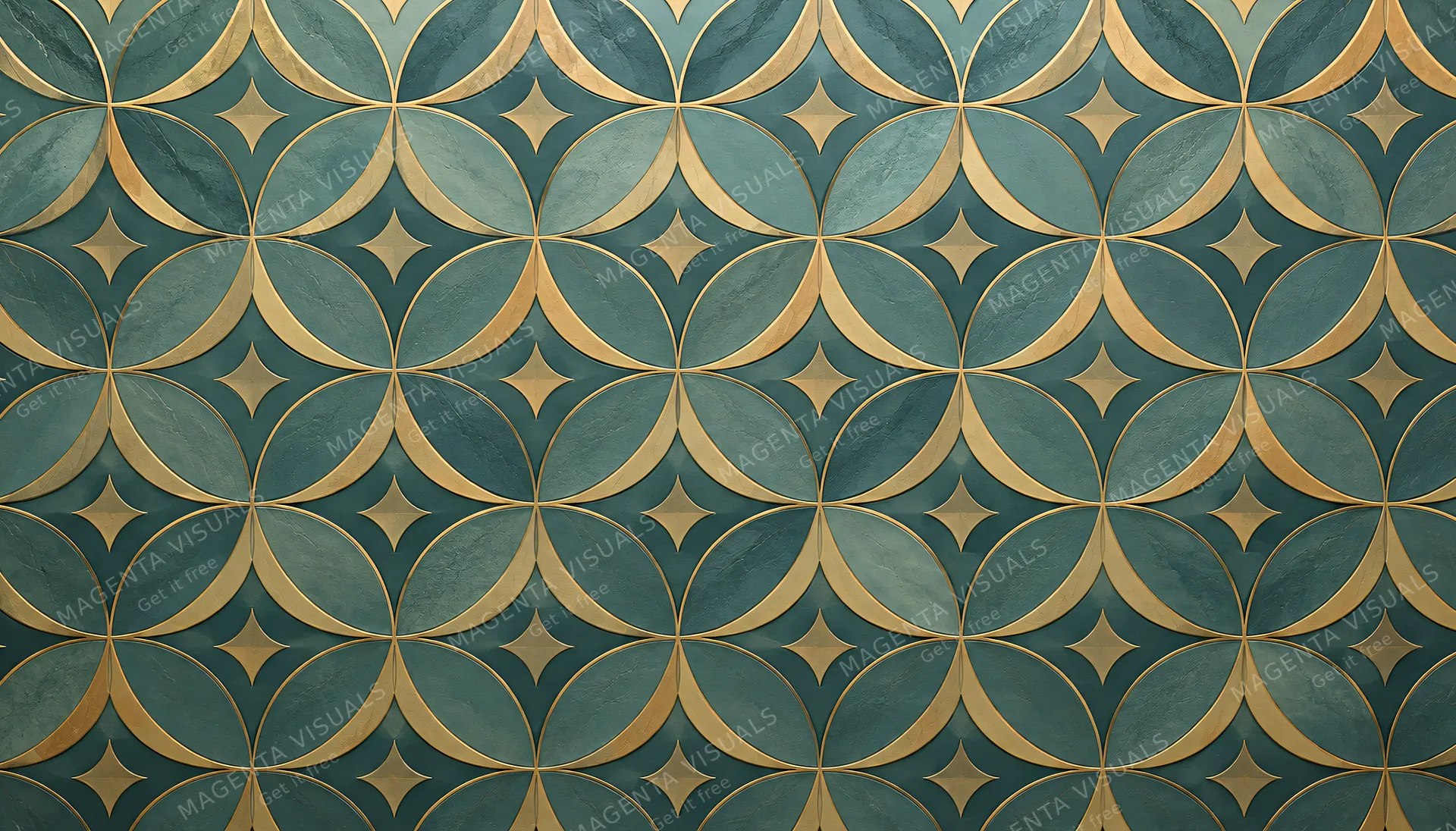 4K 16:9 widescreen background, desktop wallpaper or UI backdrop featuring a repeating or geometric full-bleed seamless pattern, elegant rhythm and balanced palette of soft muted teal…