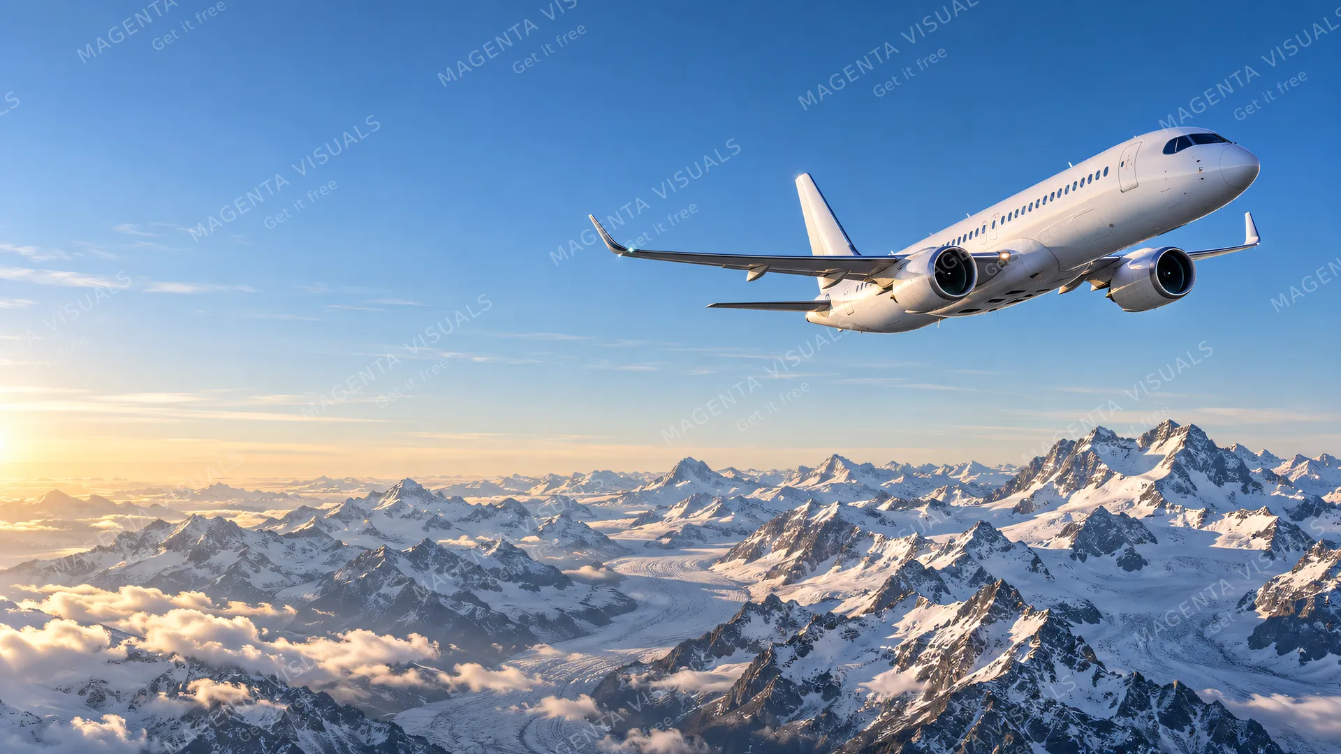 4K A crisp autumn morning climb over the Swiss Alps featuring a sleek Airbus A220 ascending on the right half of the frame.